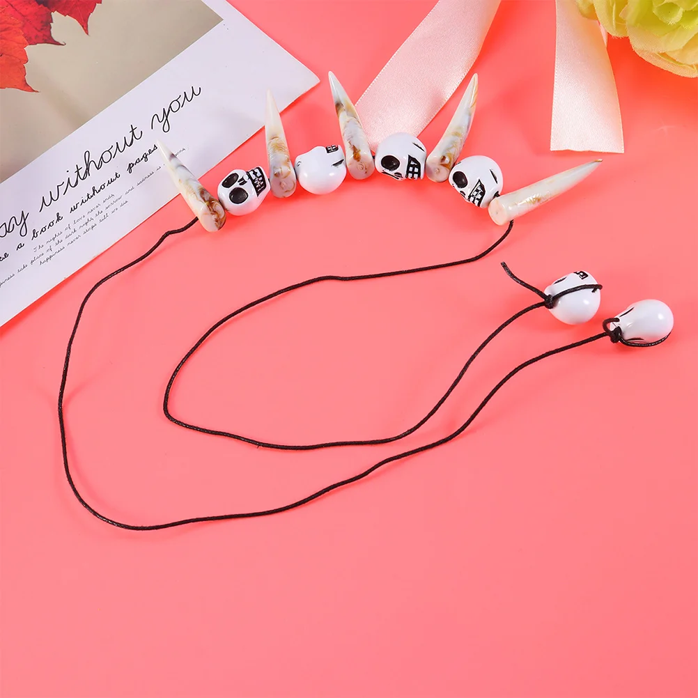 

2 Pcs Skull Necklace Gothic Accessories for Women Mens Choker Necklaces Woman Halloween Jewelry Props