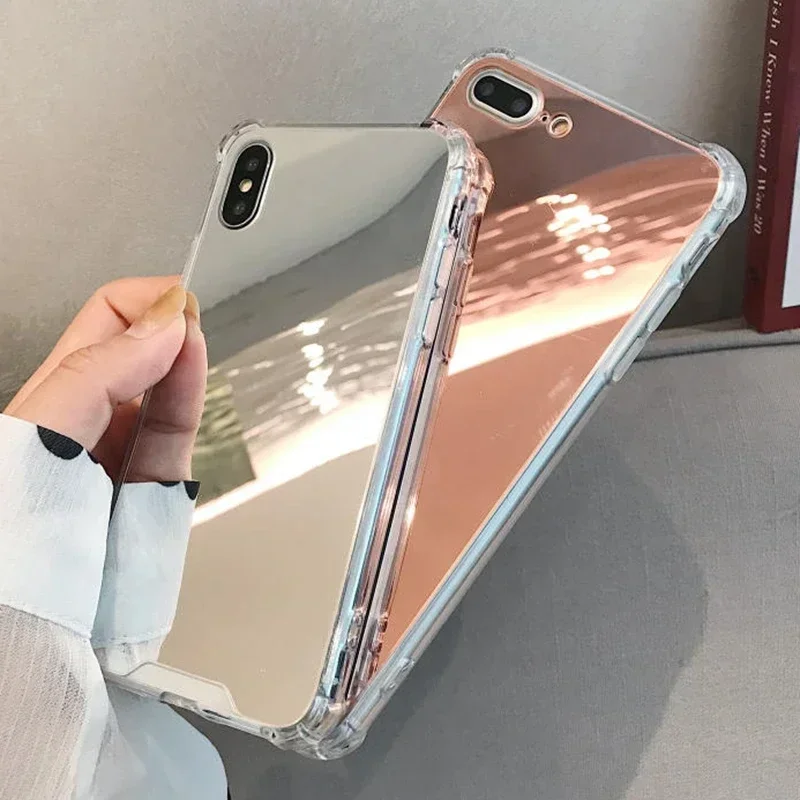 Plating Mirror Phone Case For iPhone 16 15 14 13 12 Mini 11 Pro XS Max XR X 8 7 Plus SE 2022 2020 Soft TPU Bumper Cover T07