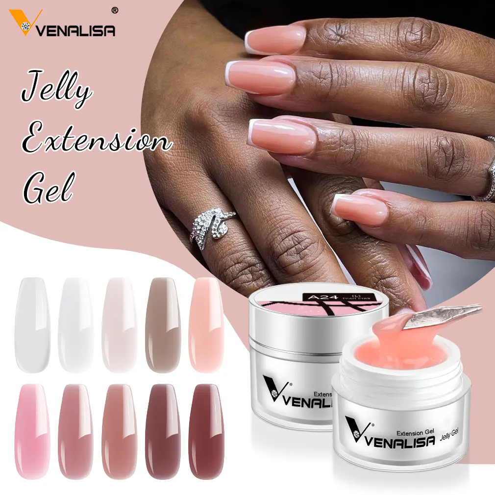 VENALISA Jelly Gel 50 ml Pink Nude Collection Nicht brennendes Hartgel Soak Off UV LED Soft Extension Builder Nagelgel Nagelmaniküre – Detail 11