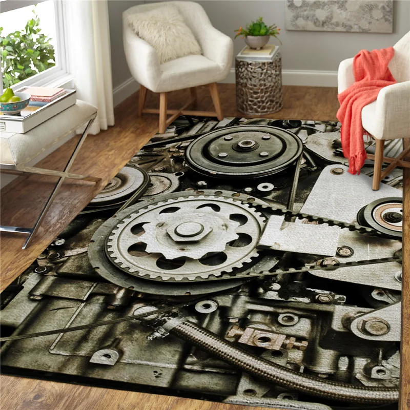 

Mechanics Rectangle Rug 3D Print Rug Parlor Mat Area Rug Anti-slip Large Carpet Rug Living Room Decor