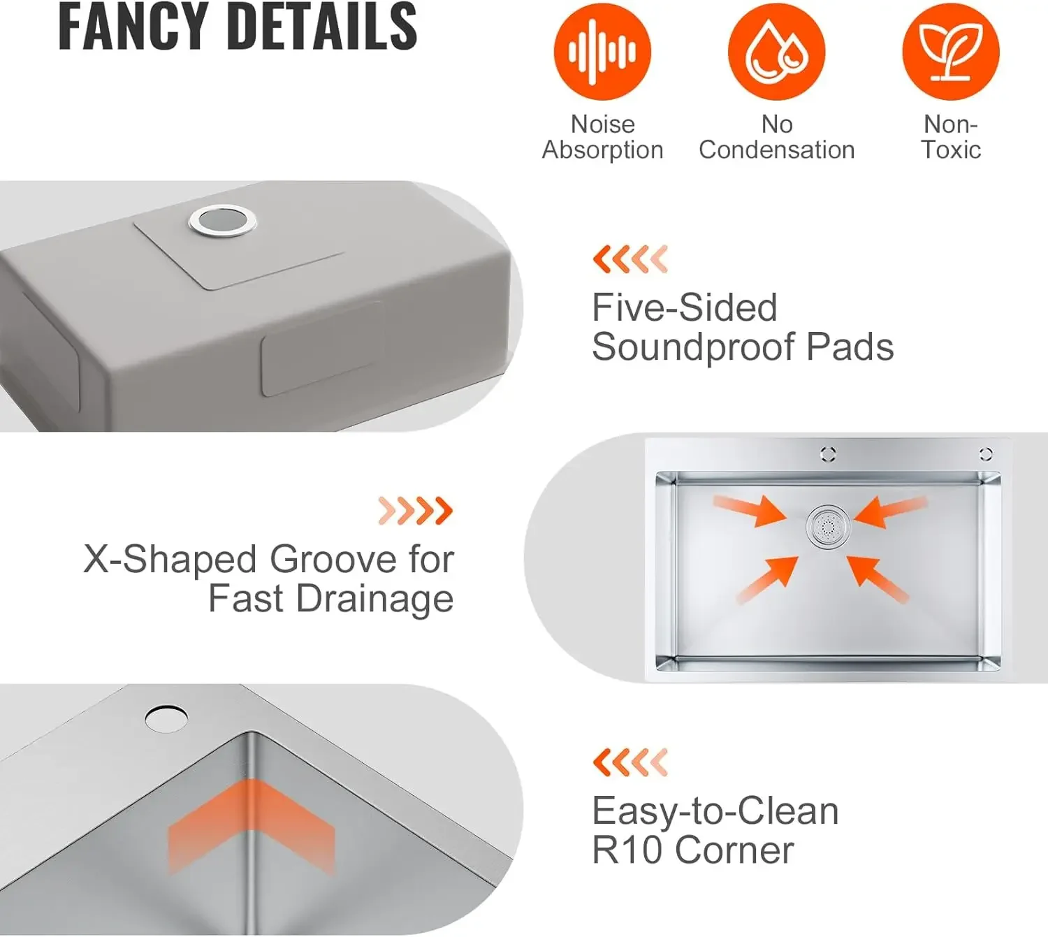 【高品質、お買い得！ ]キッチンシンク、304ステンレススチールドロップインシンク、トップマウントシングルボウル洗面器、アクセサリー付き、Househol