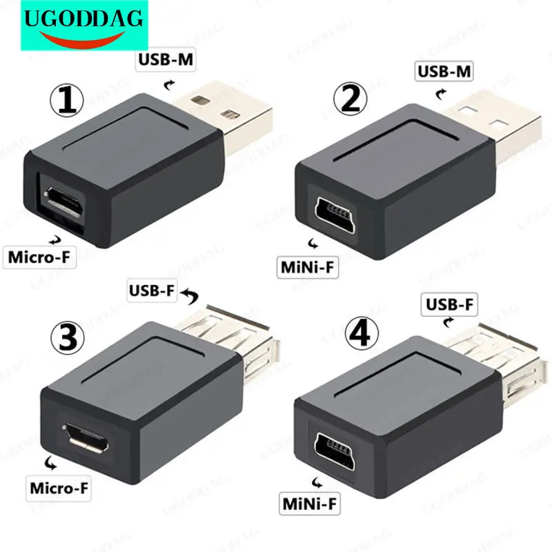 Usb 2.0 Type A Male & Female Micro Usb & Mini Usb 5Pin Vrouwelijke Adapter Plug Converter Usb 2.0 naar Mini Usb Micro Usb Connector