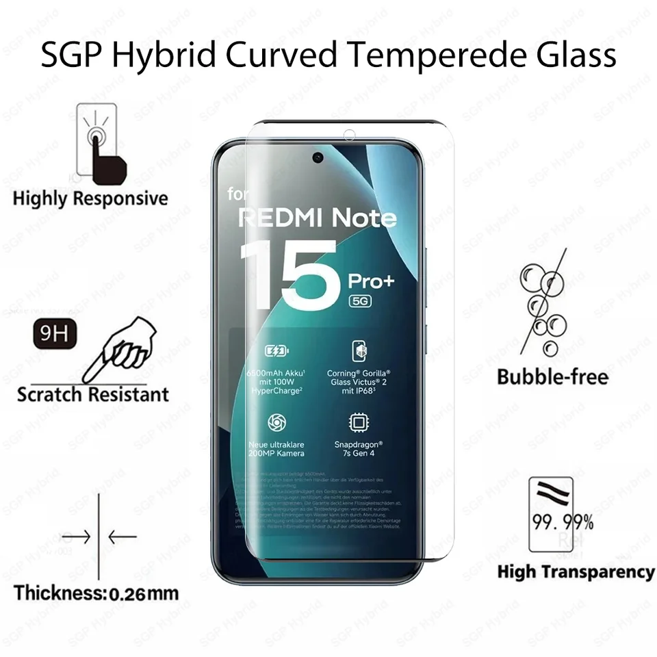 Para Redmi Note 15 Pro 4G, 2 piezas de vidrio templado curvo para Xiaomi Redmy Note15Pro 15Pro Global 6.77'', película protectora de pantalla 2