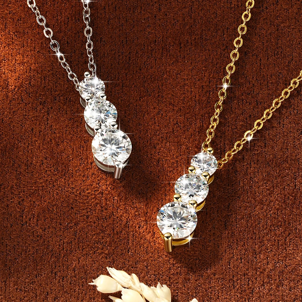 Abestecom Kreuzblumen-Herz Moissanit-Halsketten Klassische Quasten-Anhänger-Halskette Modischer Valentinstag-Schmuck Geschenke – Detail 3