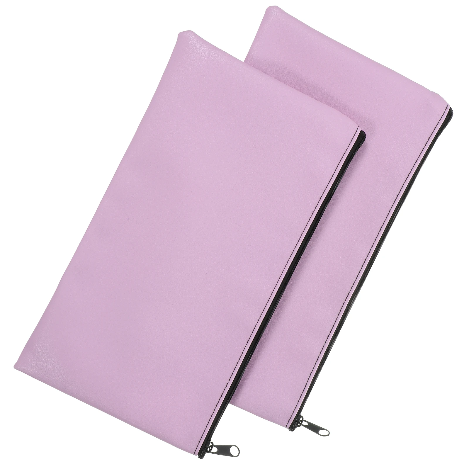 

2pcs PU Bill Bag Receipt Organizer with Zipper for Cash Coins Checks Papers Documents Pen Storage Travel Business Use