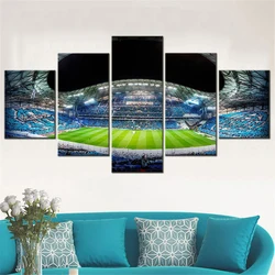 5 Panel Football Olympique Stadium Night Scene Canvas Wall Art Pictures for Room Decoration Teenager Modern Home Decor Poster