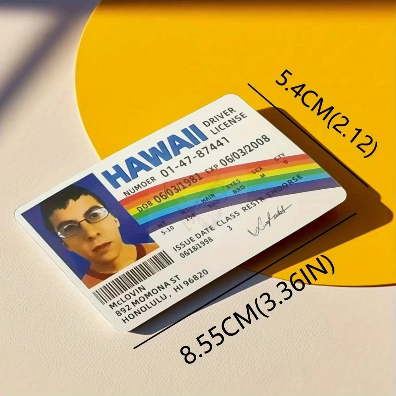 1 Stück originelle PVC-Führerscheinkarten für Hawaii, Partyartikel für Streiche, Geschenke für die Feiertage, langlebige Party-Requisiten. – Detail 2