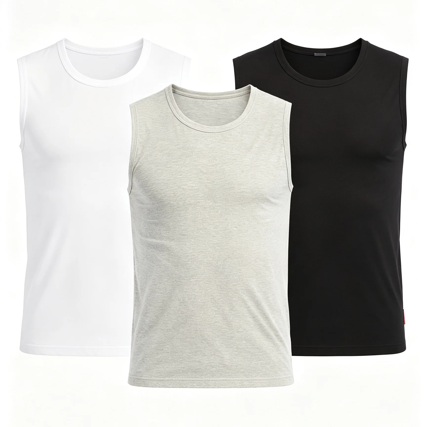 1/3 Piece Men's Solid Color Basic Versatile Wide Shoulder Sleeveless Vest Casual Sports Fitness Versatile Base Pure Cotton Shirt