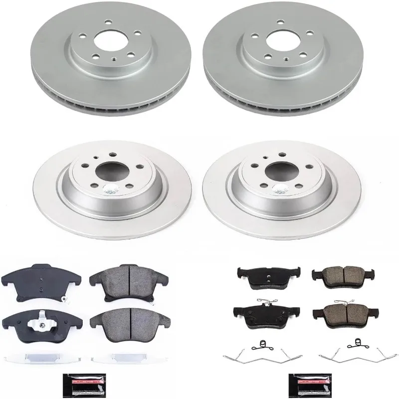CRK8532 Z17 طقم دوار مطلي أمامي وخلفي، دوارات فرامل مطلية، وسادات فرامل سيراميك لسيارة Ford Fusion 2017-2020 [نموذج