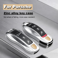 Metal Material Case For Porsche Cayenne Panamera Macan Cayman 718 911 Taycan Gloss Chrome Key Shell Car Key Case