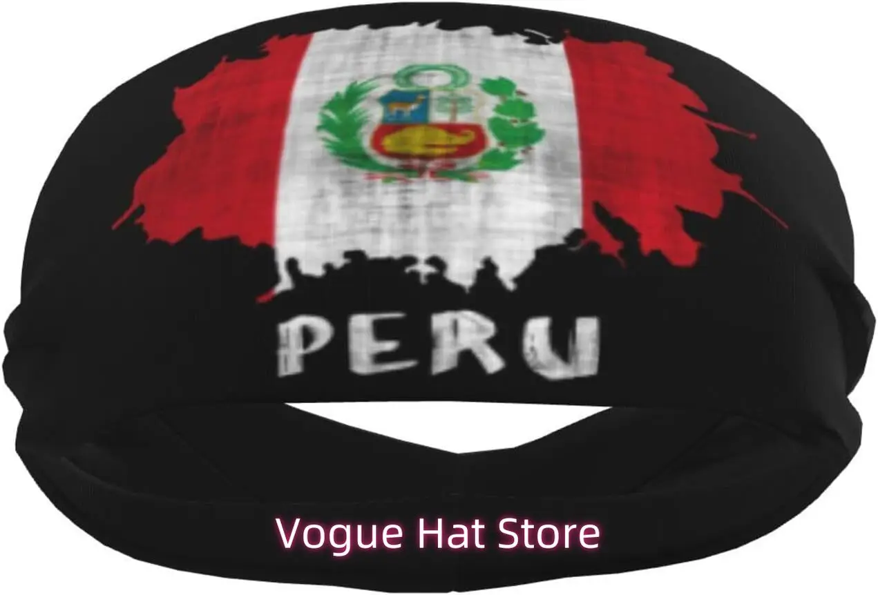 

Peru Flag Sweatband for Men Breathable Sports Headbands Unisex Head Band Elastic Exercise Sweat Bands Hairband