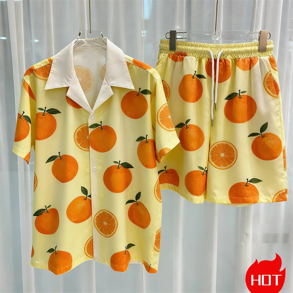 Digital Printed men's Set Fashion two-piece Shorts Set high-quality Summer Vacation Shirt Sett Unise
