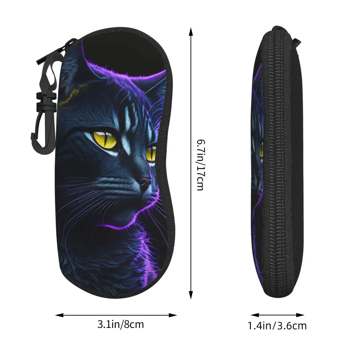 Music Cat Glasses Case black animal Key Chain Sunglasses Case Vintage Travel Eyeglass Protector Men Women Eyewear Storage