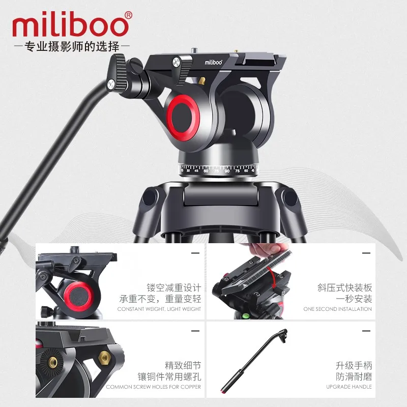 miliboo MTT601A  602A Aluminum Heavy Duty Fluid Head Camera Tripod for Camcorder/DSLR Stand Professional Video Tripod