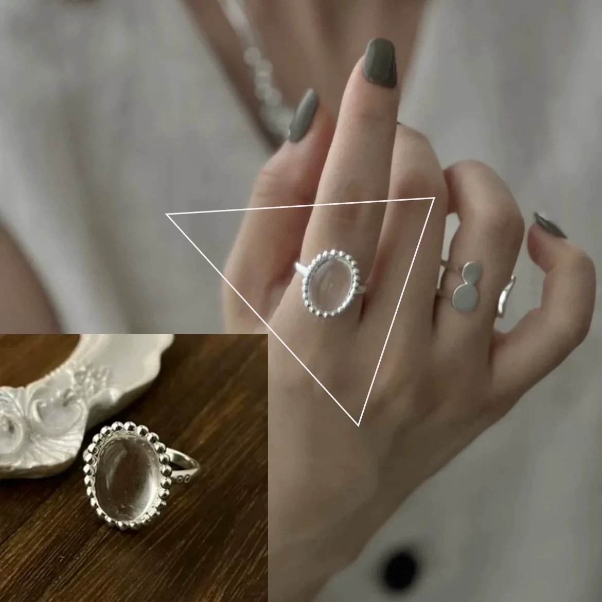 Women's Irregular Moonstone Ring, 925 Sterling Silver Gift