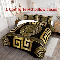 3pcs Luxury Golden Geometric Printed Comforter Set Printed Bedding For Bedroom Home Dorm Decor