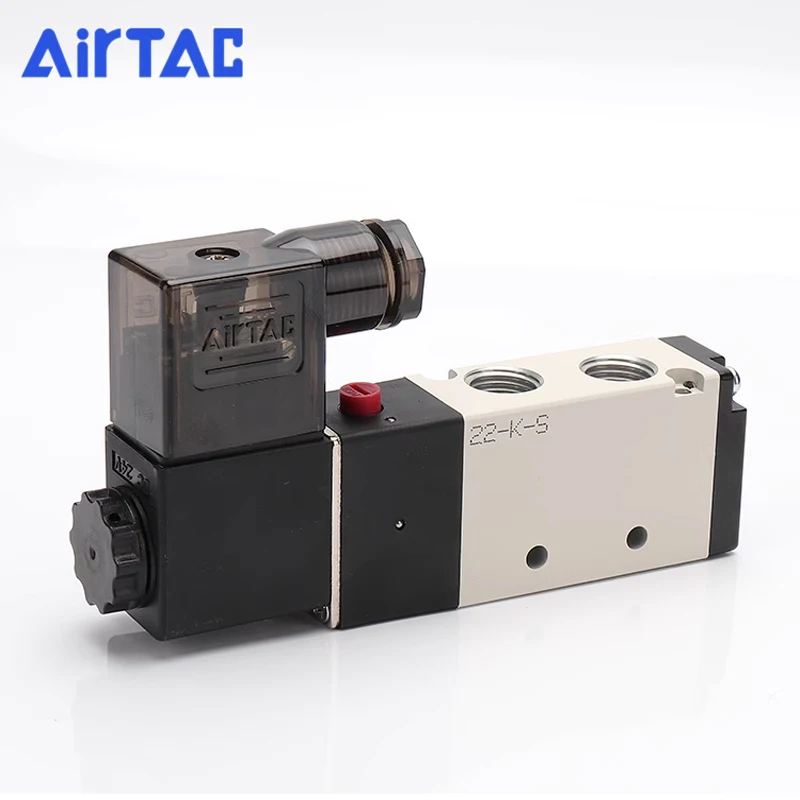 AirTAC 4V110-06 4V210-08 4V310-10 4V410-15 التحكم في الاتجاه 5/2 طريقة هوائي صمام الملف اللولبي الكهربائي DC12V 24V AC220V 110V