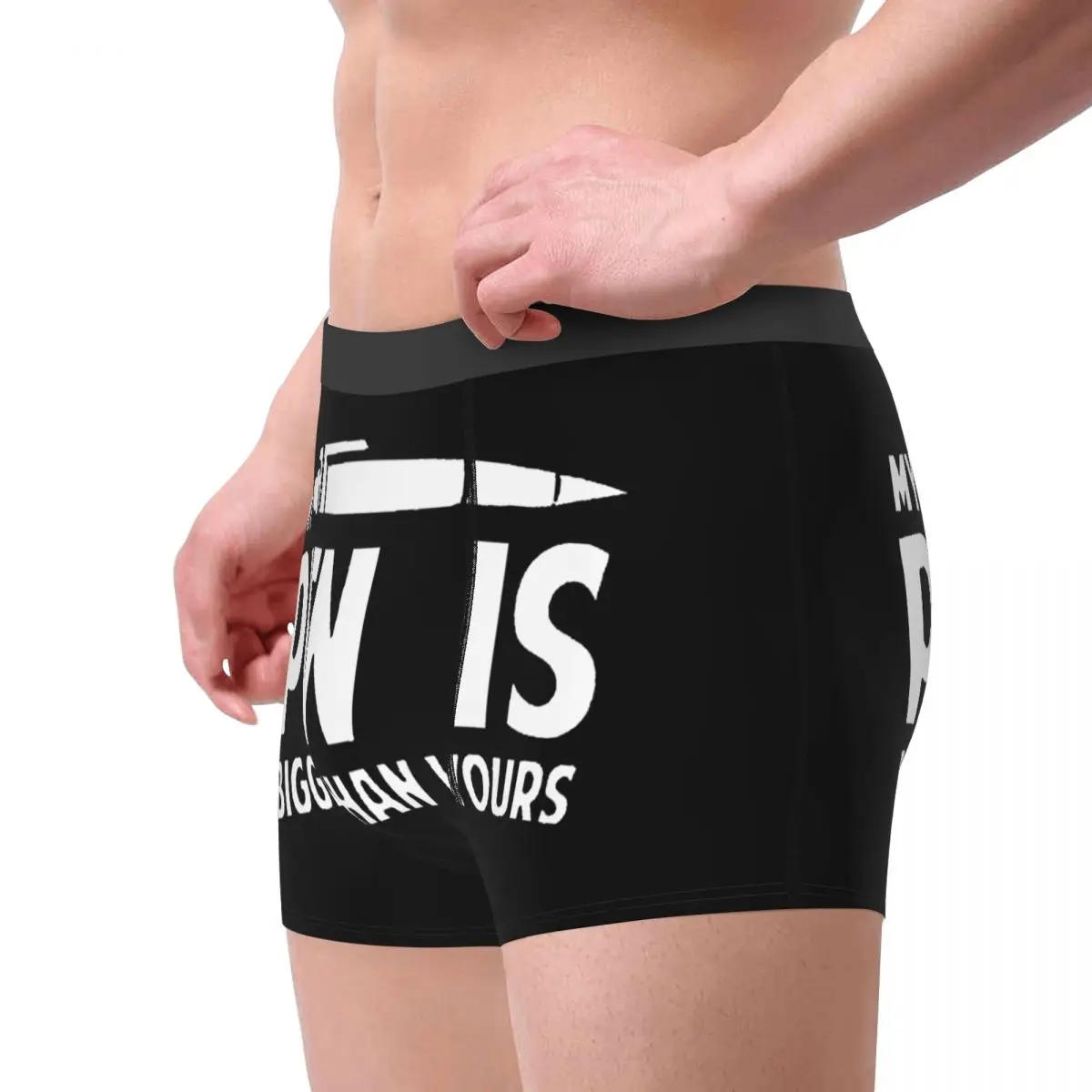 Sexy Boxer Shorts Panties Men My Pen Is Bigger Than Yours Underwear Mid Waist Underpants for Homme S-XXL