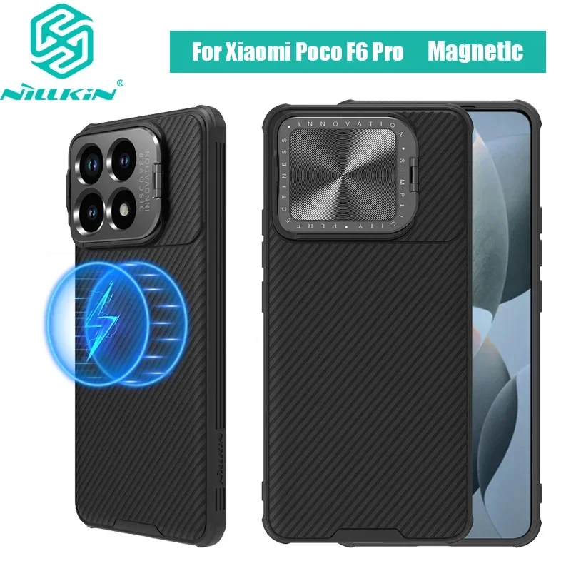 

For Xiaomi Poco F6 Pro MagSafe Case NILLKIN CamShield Prop Magnetic Case Precision Hole/Full Coverage Holder Camera Cover