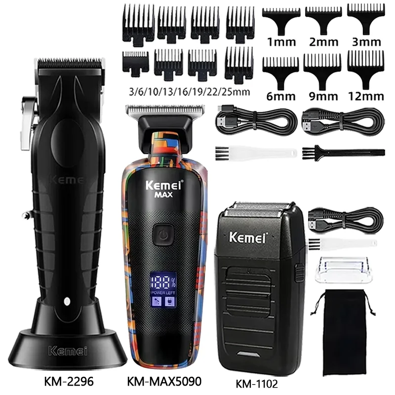 

Машинка для стрижки волос Kemei Km-2296 Km-MAX5090 Km-1102, парикмахерская машина для стрижки волос, машинка для стрижки волос, беспроводная аккумуляторная бритва