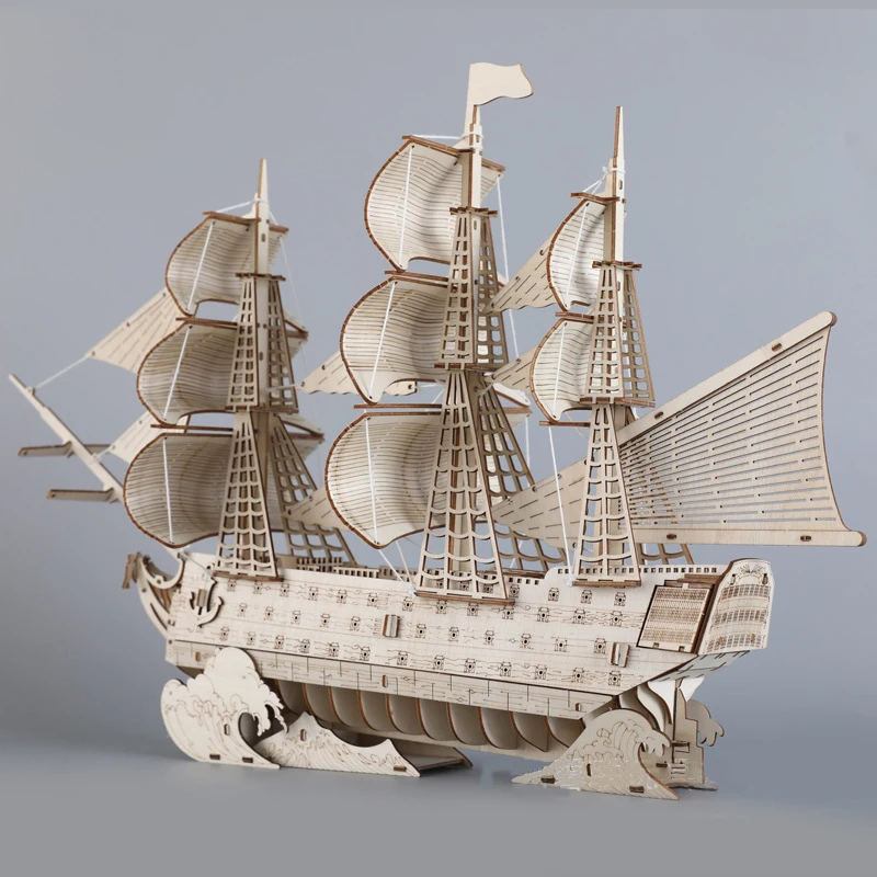 HMS-3D Wooden Victory Ship Model Kit, Wooden Boat Puzzle, British Sailing, Brinquedos para Crianças, Adultos e Crianças, Jogos de Festa, Presente