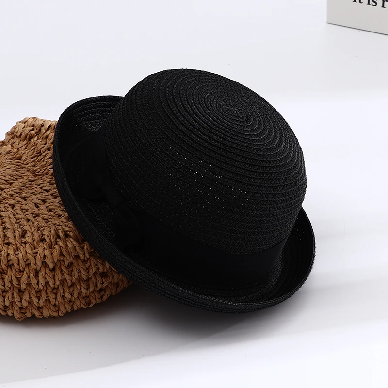 2023 New Summer Bowknot Straw Hat Bonnet Chapeau Femme UV Protect Beach Sun Bucket Hats for Women Men Fedoras Sombreros De Mujer