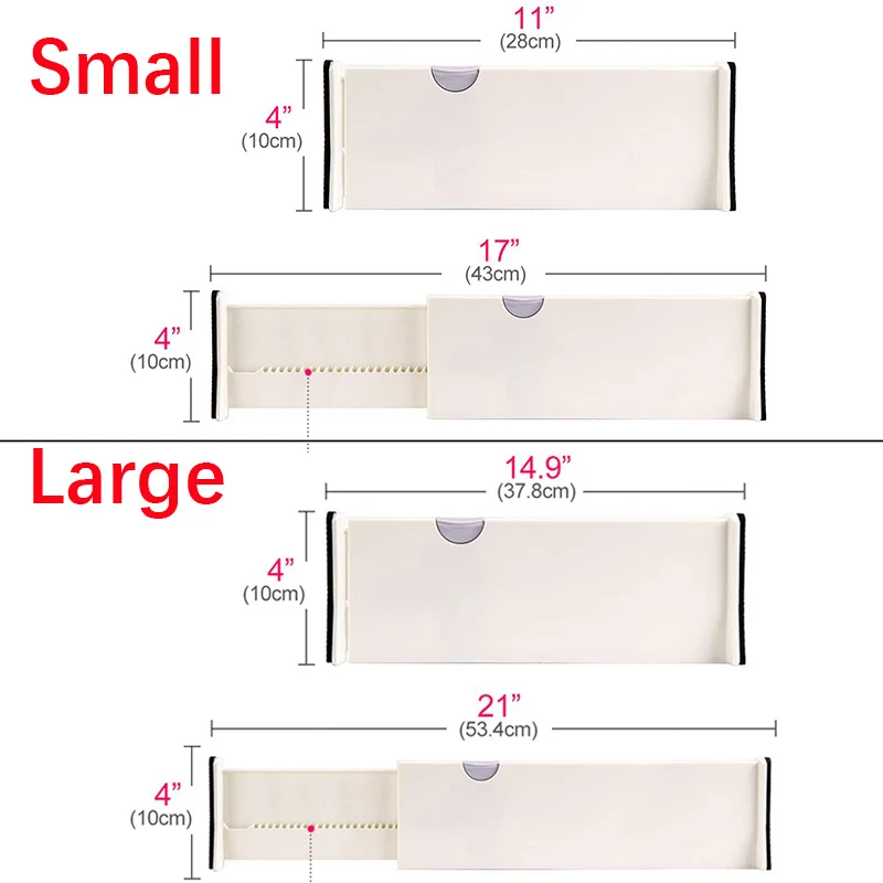 Separadores ajustables de 5 piezas para cajones, Organizador retráctil de plástico, soporte de almacenamiento, Clapboard, Organizador de cocina