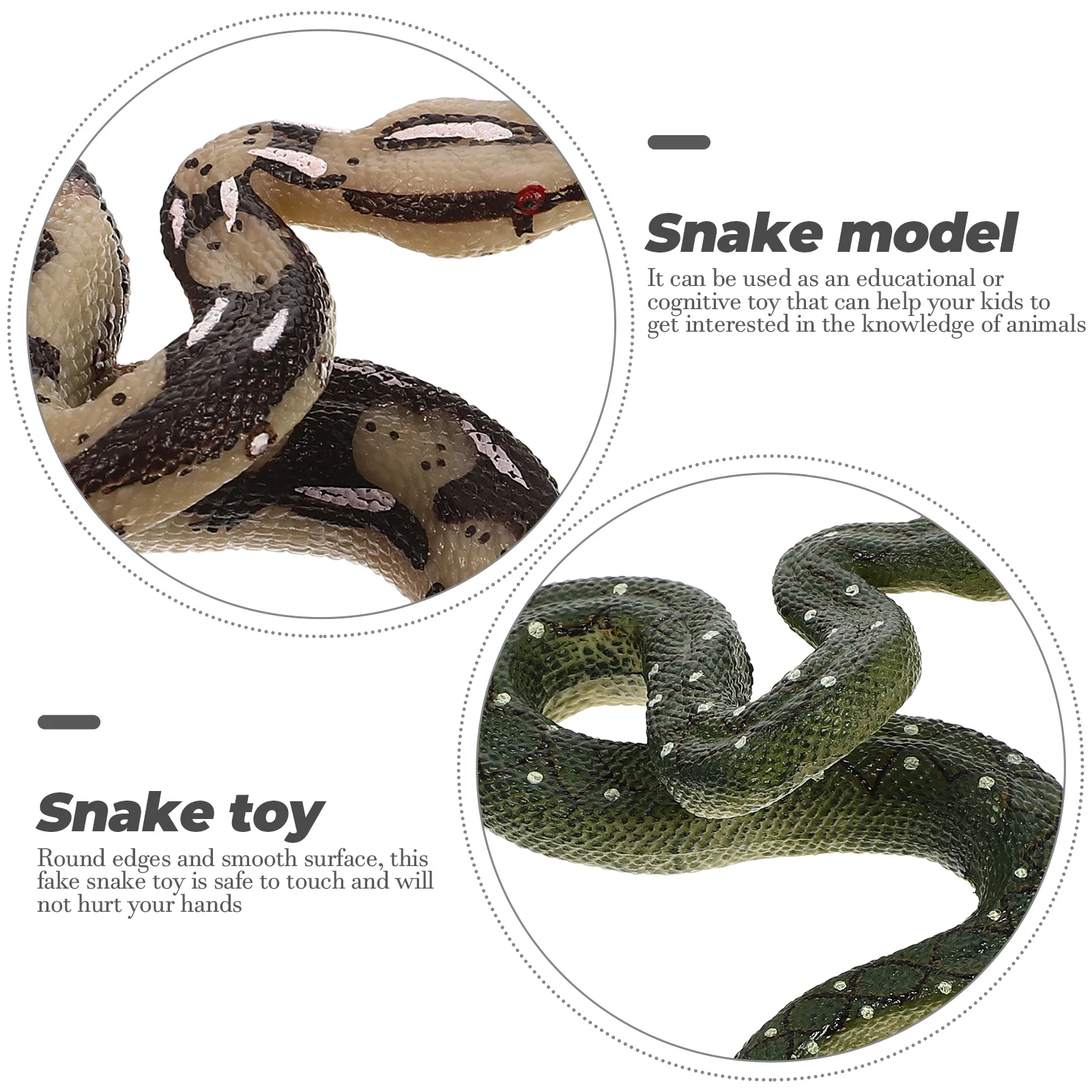 2 Pcs Model Small Snake Decoration Fake Figures Children's Toys Desktop Plastic Cognitive Reptile Fogger