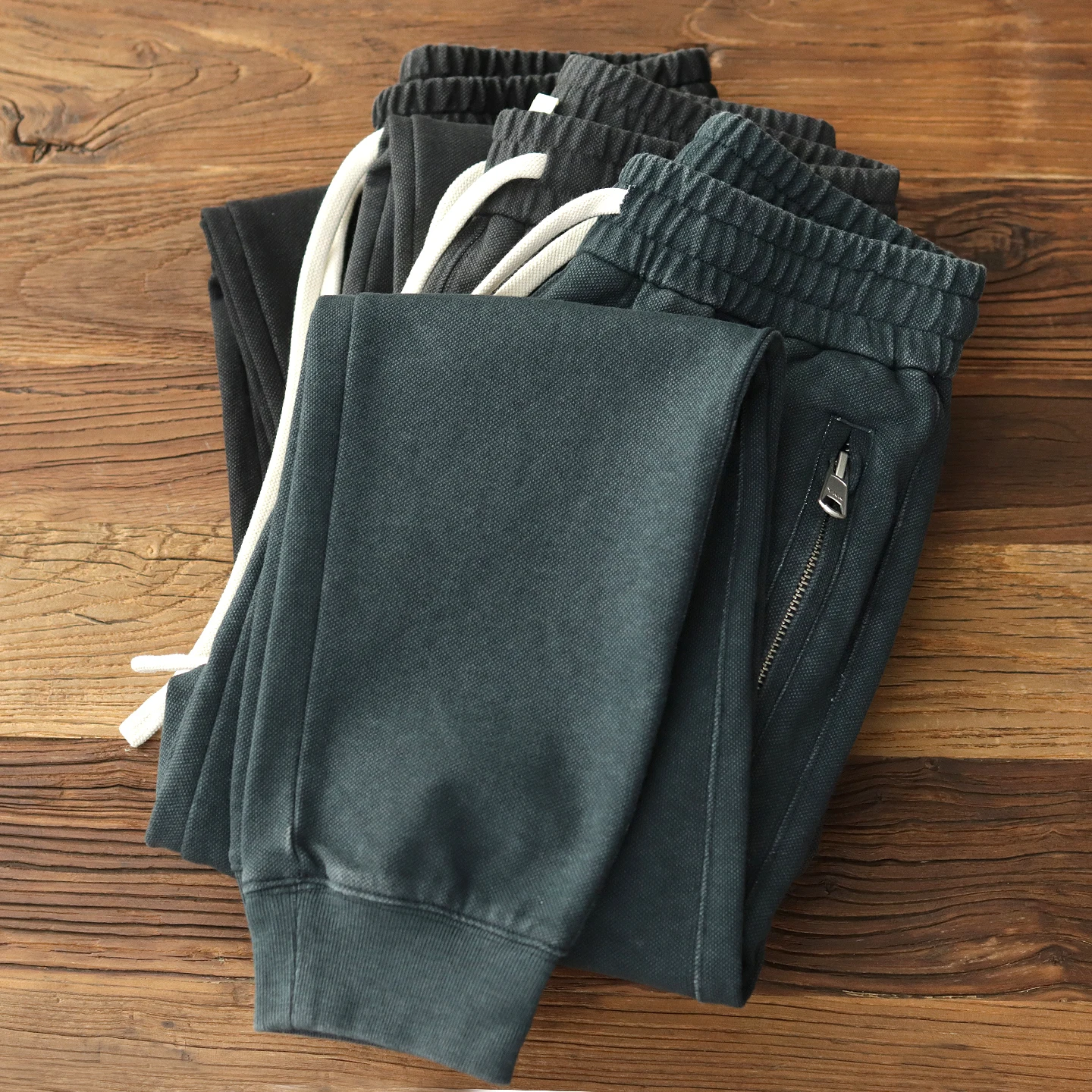 

2025 Spring and Autumn New American Retro Casual Sport Knitted Sweatpants Men's 100% Cotton Washed Old Ankle-tied Jogger Pants