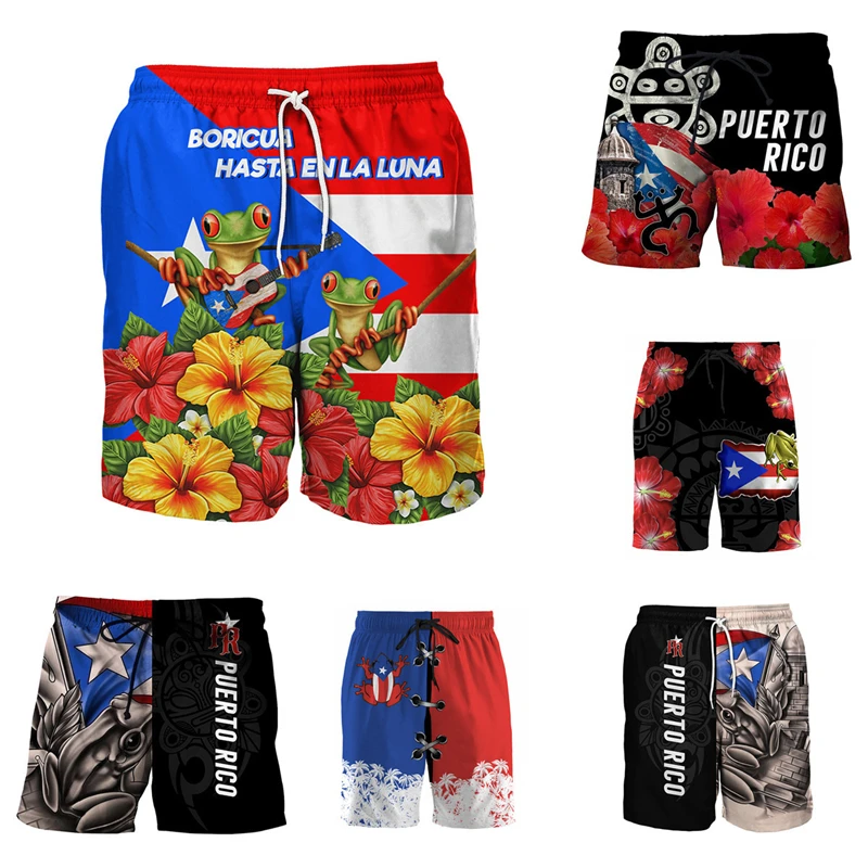 

Puerto Rico Flag 3D Print Summer Short Pants Kids Male Causal Fashion Gym Shorts Ropa De Hombre Teen Surfing Board Shorts Mens