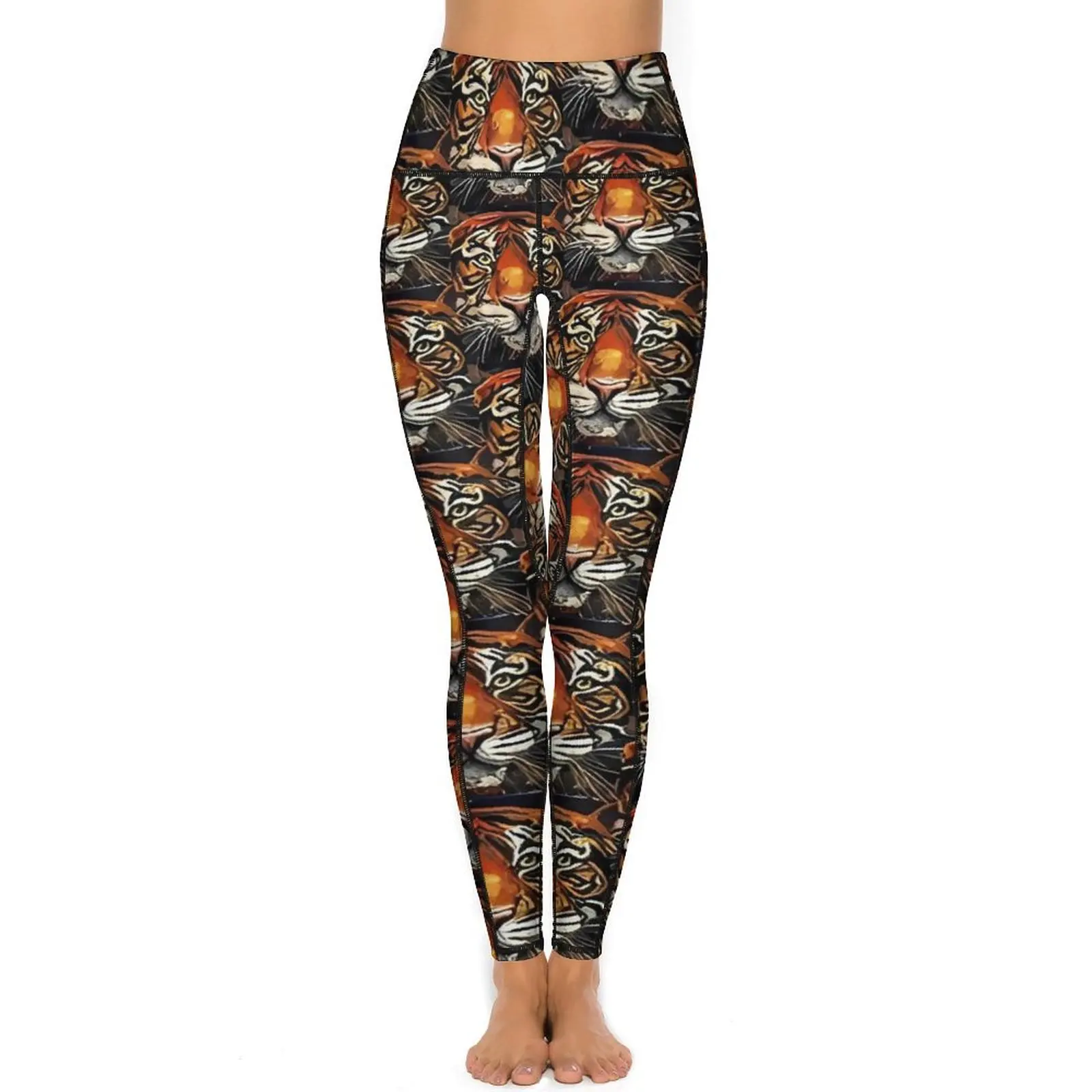 Abstract Tiger Art Print Leggings  Gym Yoga Pants High Waist Vintage Leggins Stretchy Pattern Sports Tights Gift