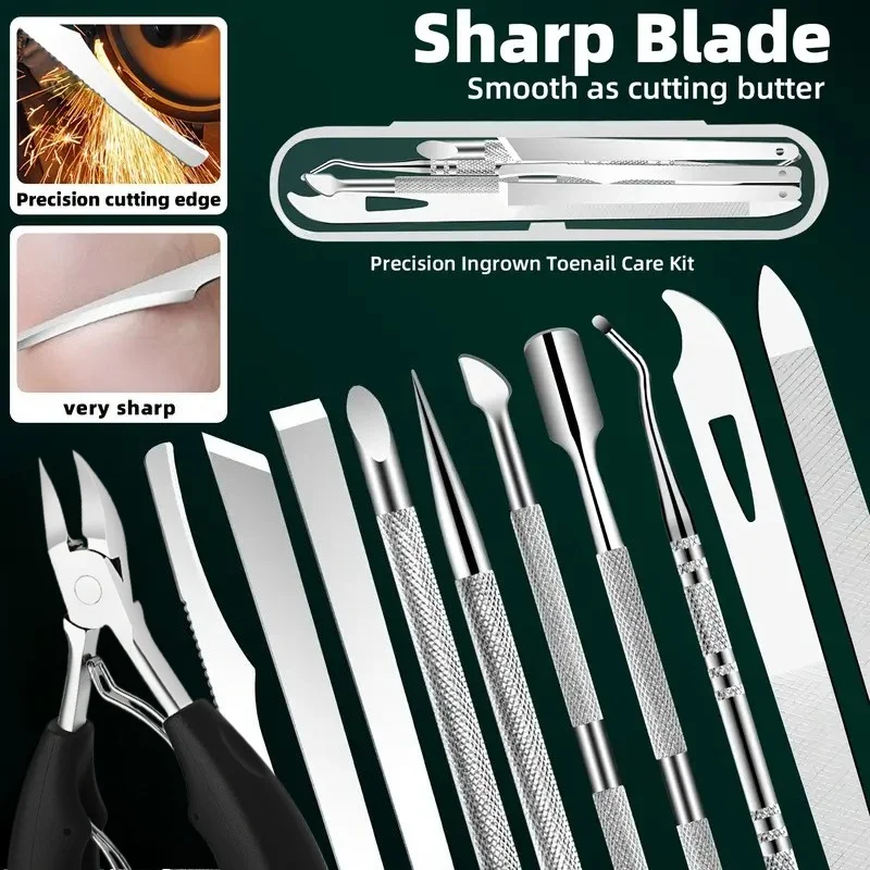 ชุดดูแลเล็บมืออาชีพ 8 ชิ้น - ชุดหนังกําพร้าสแตนเลส, เครื่องมือแต่งเล็บ, ไม่มีชุดดูแลเท้าไฟฟ้าพร้อมกล่องเก็บของแบบพกพา