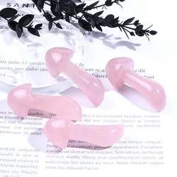 Mini Facial Natural Jade Scraping Board Pink Crystal Massage Roller Mushroom Muscle Pulling Acupoint Stick Soothing Beauty