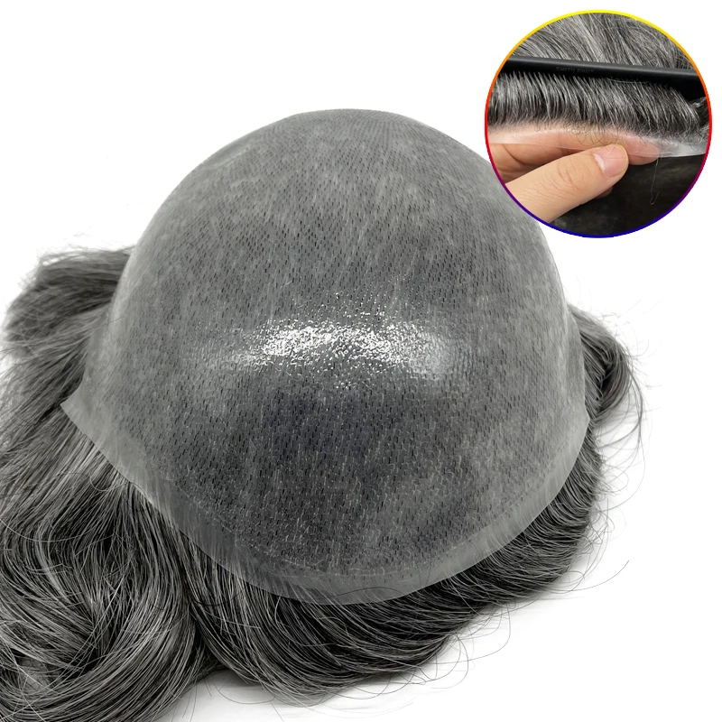 Undetectable Men Toupee All V Loop Super Thin Skin Hair Replacement System for Men Natural Hairline Wig