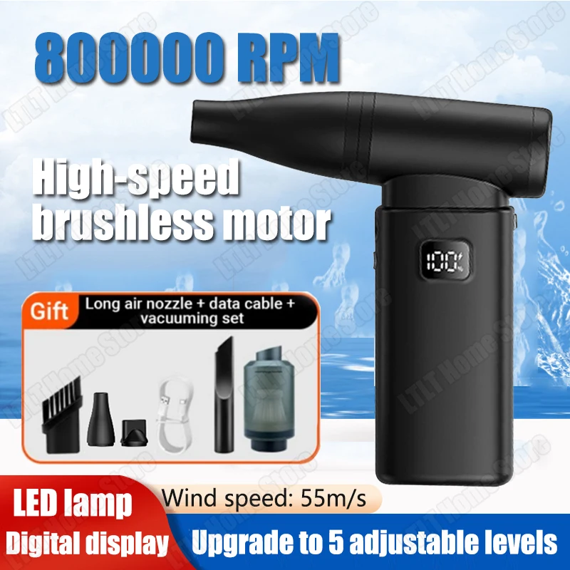 

Mini Turbo Jet Fan 800000RPM Electric Air Duster with Light Air Blower Handheld Duct Fan for Computer Keyboard Outdoors Car Home