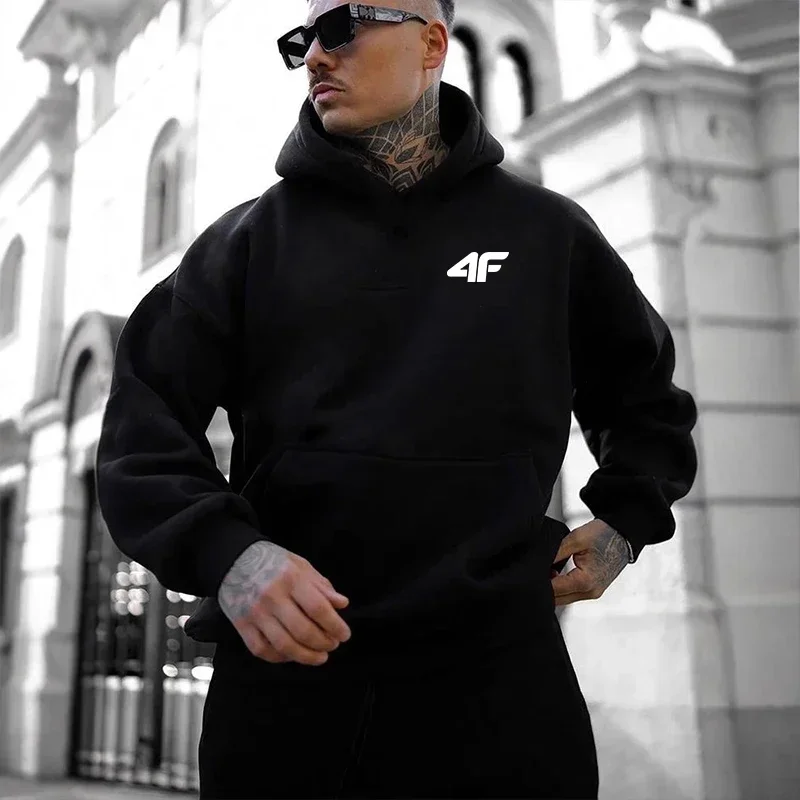 

2025 European and American men's hooded sweatshirt, daily casual sports hooded jacket, outdoor fashion and comfort, gym fitness
