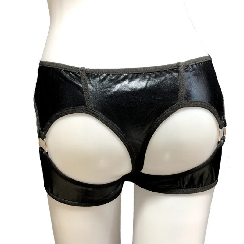 New Style Slim Sexy Steel Ring Temptation Mini Shorts Leather Hollowed Out Passionate Mature Soft Romantic Gentle Bold SEZX