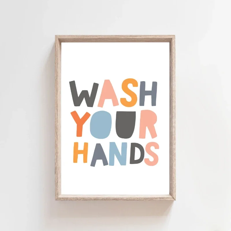 3pcs frameless Canvas Painting 3pcs Modern Children's Bathroom Art Poster