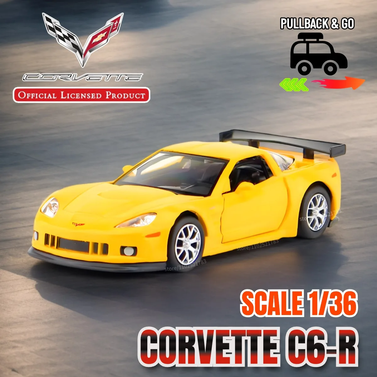 1:36 Metal Diecast Car Model Repilca Chevrolet Corvette C7 C6 Scale Miniature Collection Vehicle Hobby Kid Toy for Boy Xmas Gift