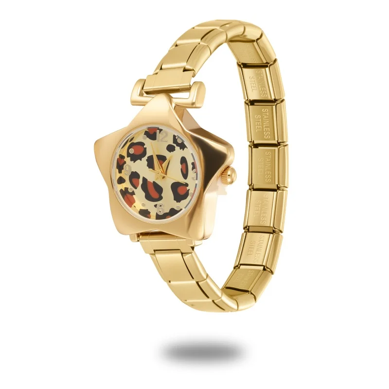 1PC Heart Star Leopard Watch Dial Women DIY 9mm Width Italian Charm Stainless High Quality Square Oval Watch Bracelets Wholesale