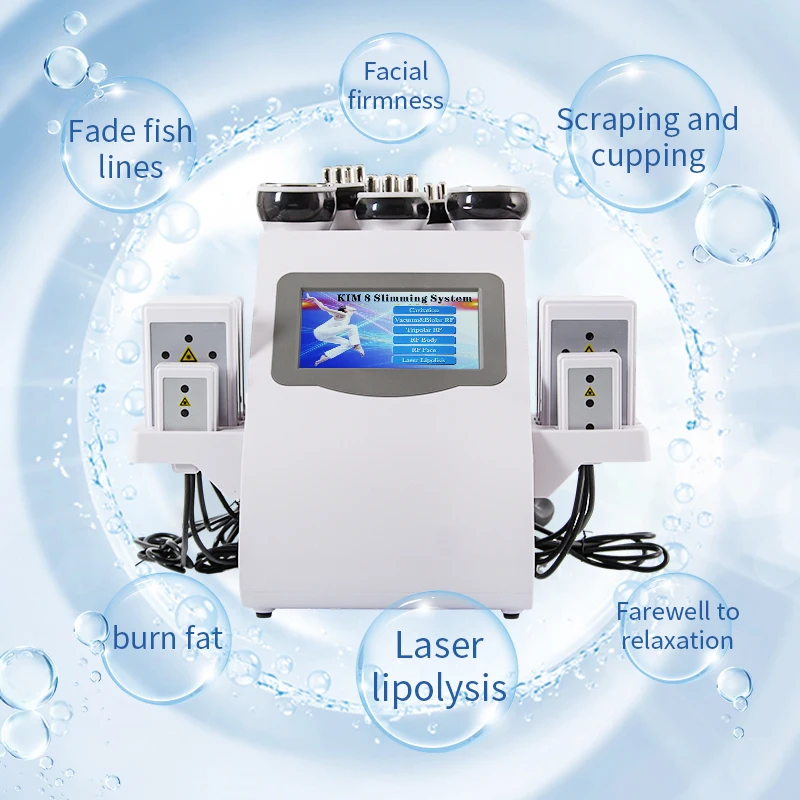 6 IN 1 40K Cavitation Machine Body Slimming RF Vacuum Laser Lipo Beauty Device Skin Tightening Shaping Machine Home Salon Use Bo