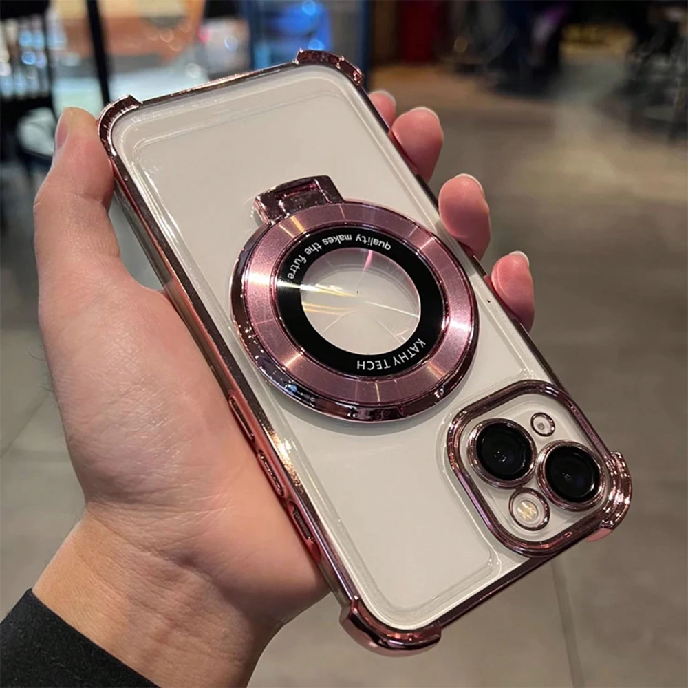 Anti-Drop Luxury Electroplated Case for iPhone with Ring Holder