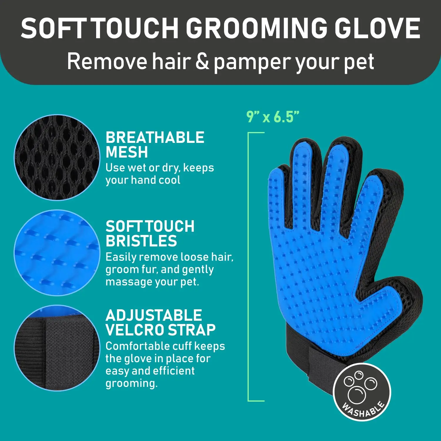 Pet Grooming Brush and 2X Grooming Gloves Combo - Double Sided Dematting, Deshedding Undercoat Rake for Dogs and - Image 3