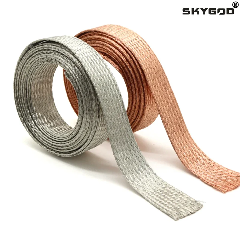 1M/5M Tinned Plating Copper Braided Sleeve 2mm ~ 30mm Expandable Metal Sheath Screening Signal Wire Cable Shielded