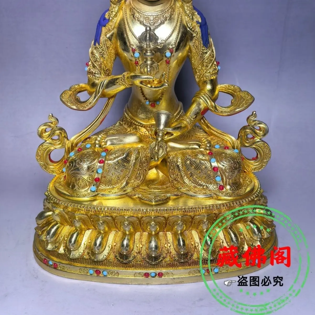7 inch Vajrasattva pure copper gilt Taiwan version Seiko bronze statue Buddha statue Tibetan tantra 21 cm household ornament