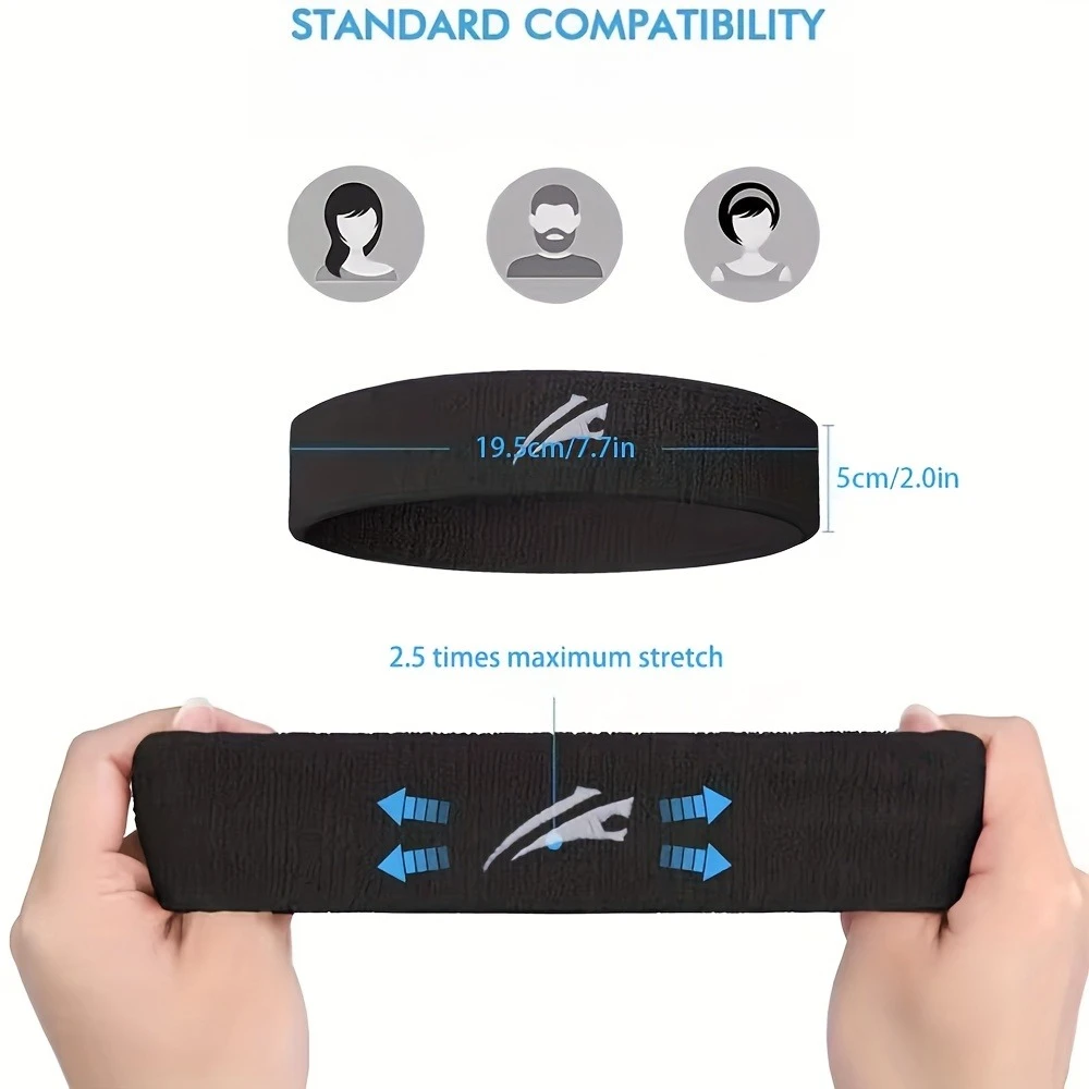 3pcs Towel material solid high eleastic thick sweat absorbing running cycling outdoor sports sweatband headband hair band