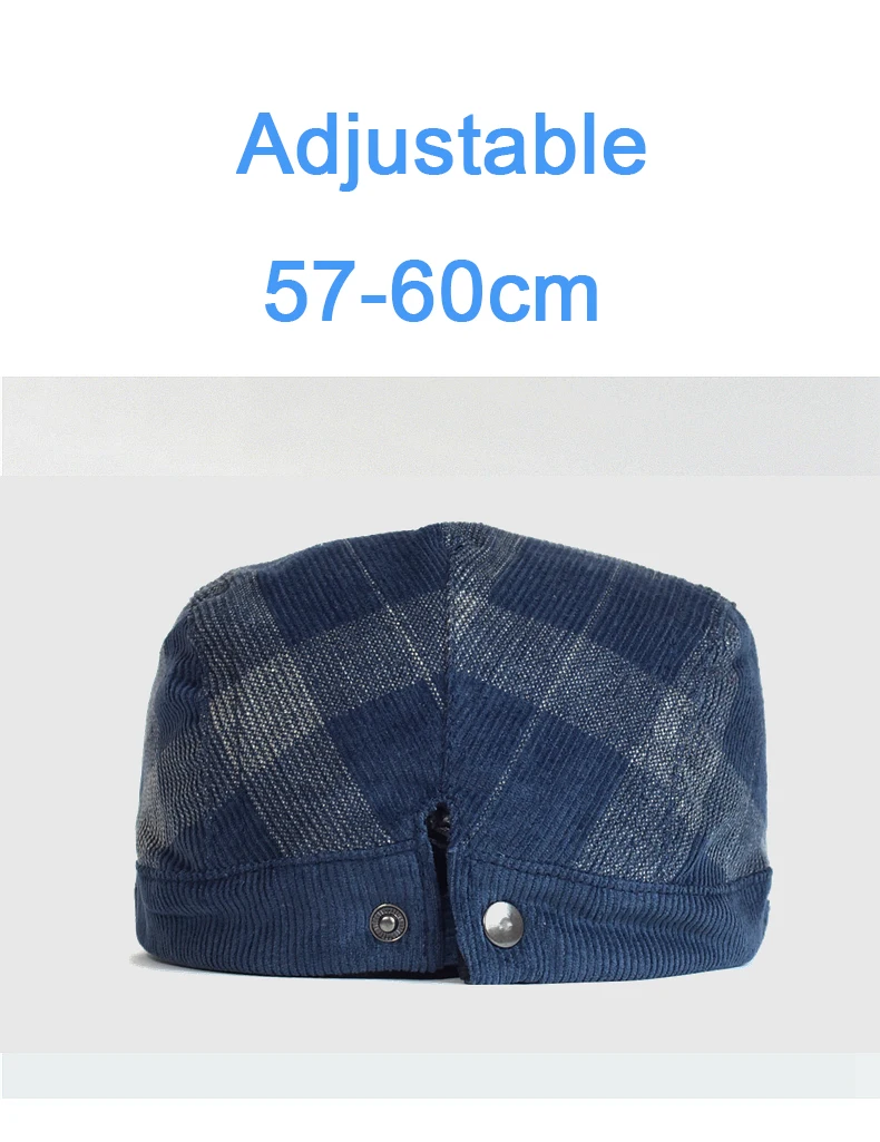 Neue Ankunft Männer Hüte Winter Vintage Plaid Dicken Baskenmütze Hut Cord Zeitungsjunge Mütze Männer England Gatsby Retro Hut Fahrer Flache kappe – Detail 13