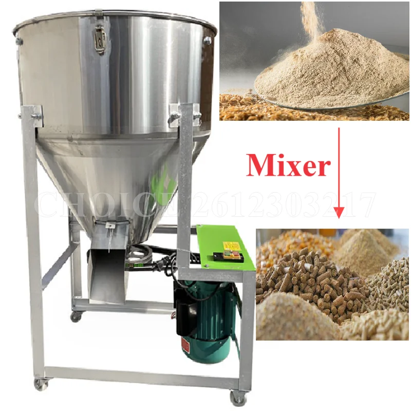 Mixer umpan hewan pertanian Mixer umpan baja tahan karat vertikal mesin pelapis biji jagung Mixer Pellet plastik