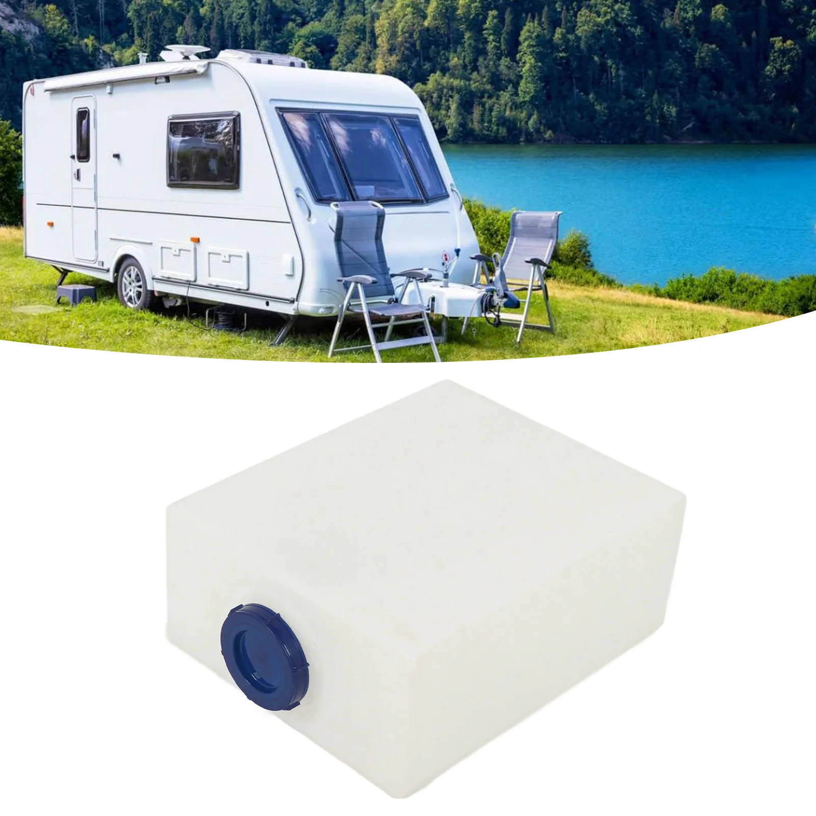 

10 Gallons RV Water Storage Tank 19.7 X 15.7 X 7.9in Heat Cold Resistant PE Fresh Water Tank for Trailer Boat Yacht