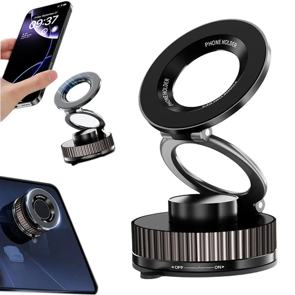 360 °   Вращающийся вакуумный магнитный кронштейн для телефона, регулируемая автомобильная присоска, прочное крепление для телефона, магнитный складной адсорбционный держатель Y9B0